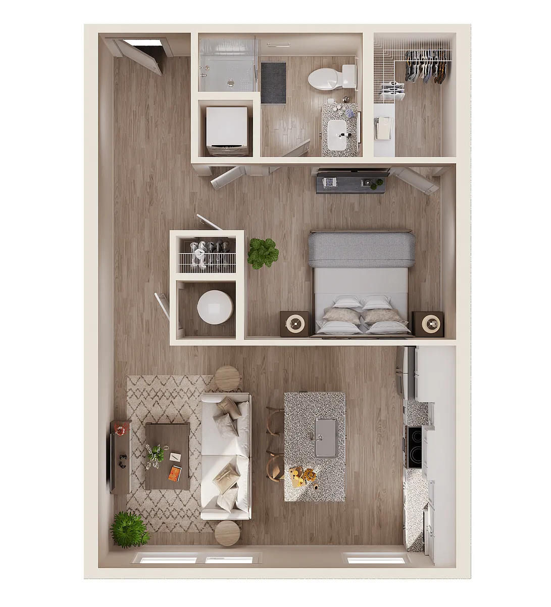 Floor plan S1A Studio / One Bath