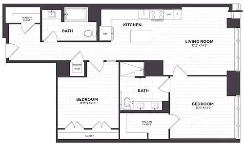 Floor plan 2 Bed/2 Bath ANSI- 02B