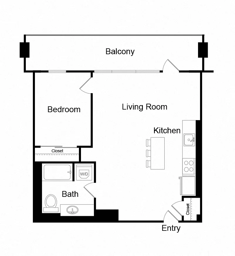 Floor plan One Bed One Bath - A1