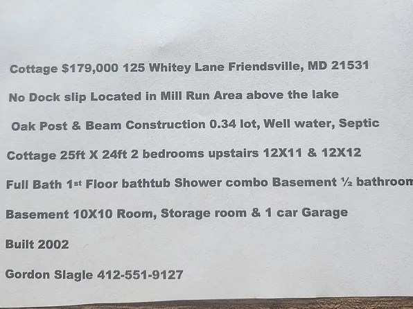 125 Whitey Ln, Friendsville, MD 21531