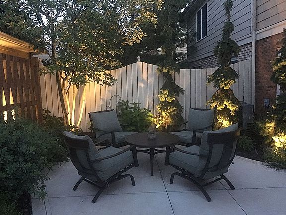 Back patio with night lites