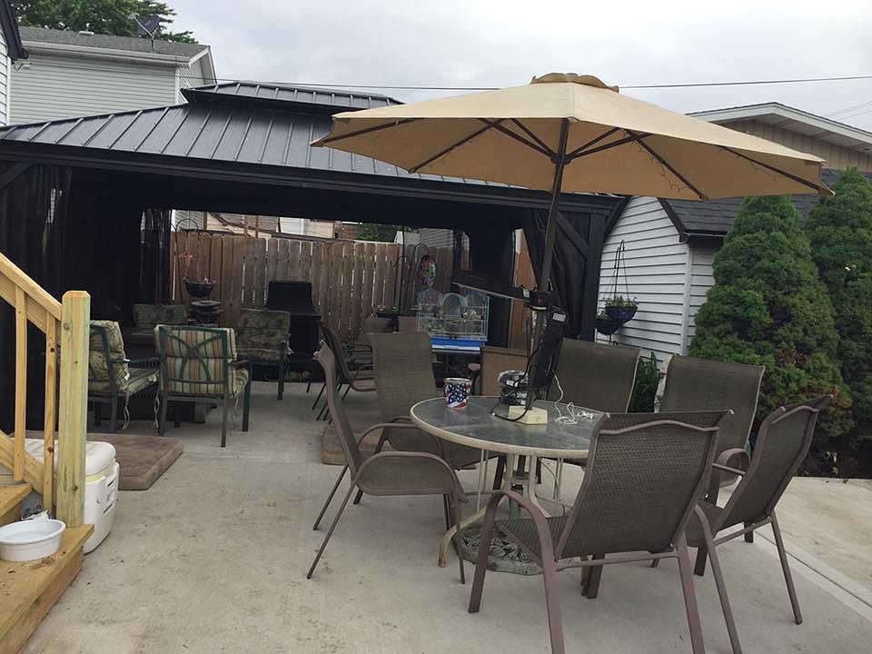 New concrete patio/2 gazebos
