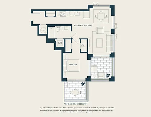 Floor plan 1 Bed - 1 Bath | A05