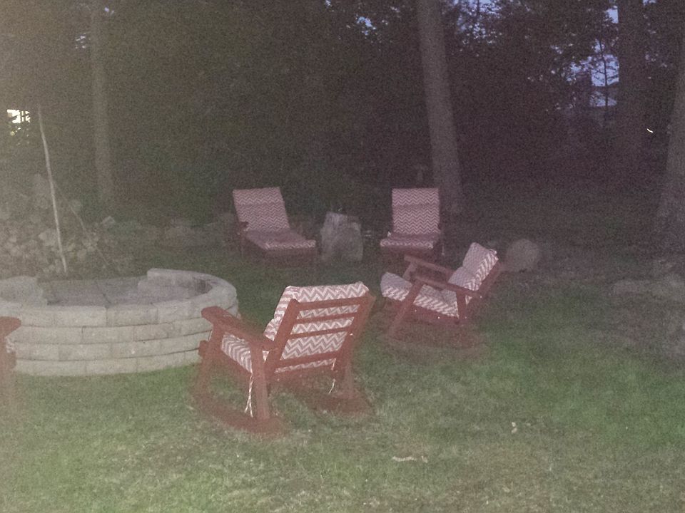 Fire pit in backyard