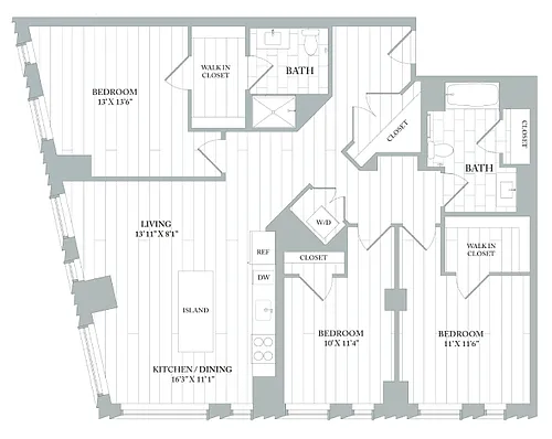 Floor plan C1 | 3 Bed | 2 Bath