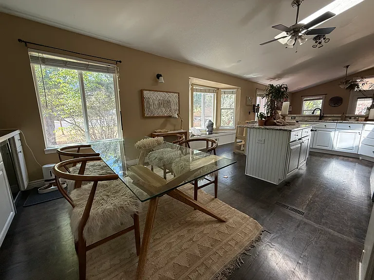 Open dining and kitchen