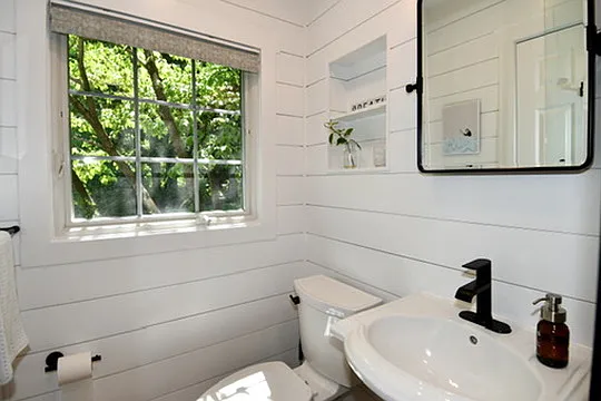 Office bathroom with tub shower