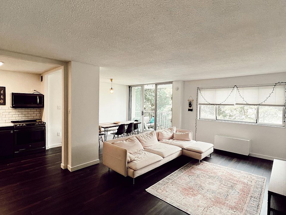 open floor combines living, dining and kitchen areas