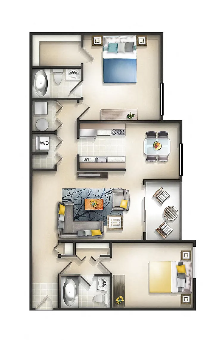 Floor plan 2 Bedroom 2 Bath Madison at Manor
