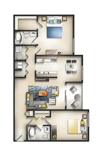 Floor plan 2 Bedroom 2 Bath Madison at Manor