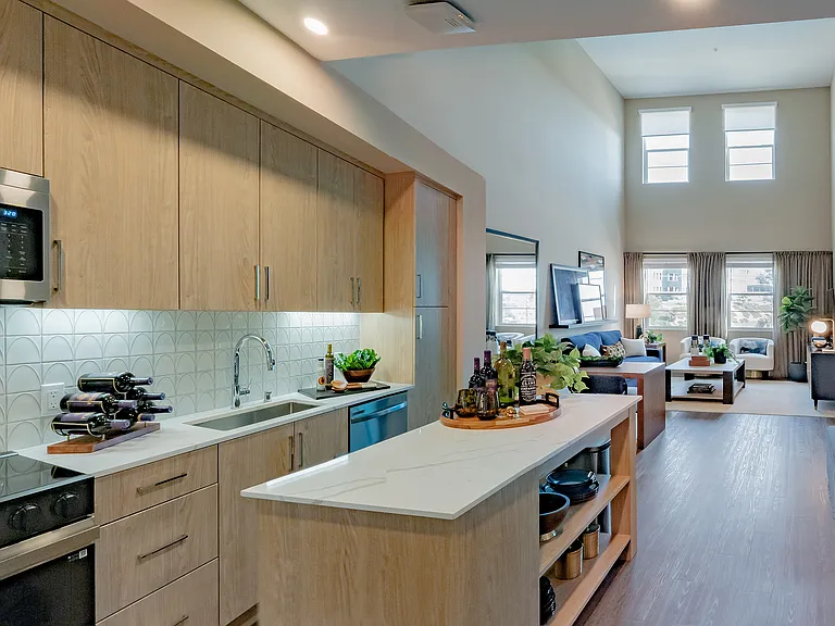 Modern Open Kitchen and Bright Living Room