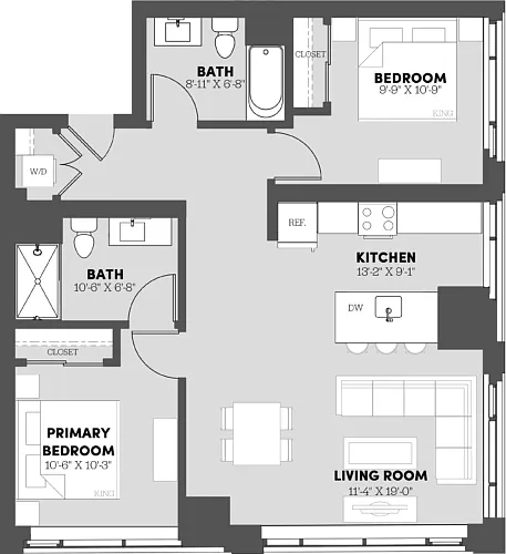 Floor plan 2 Bed/2 Bath-B4