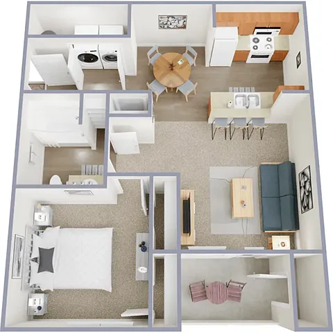 Floor plan 1 Bed, 1 Bath