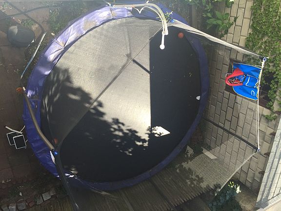 shower on trampoline for summer