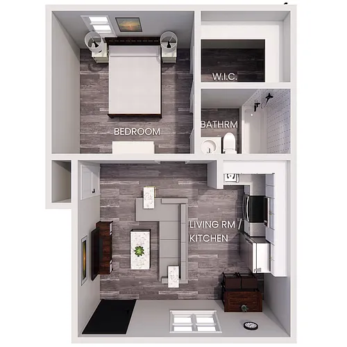 Floor plan 1311 WOV 1BD 1BA