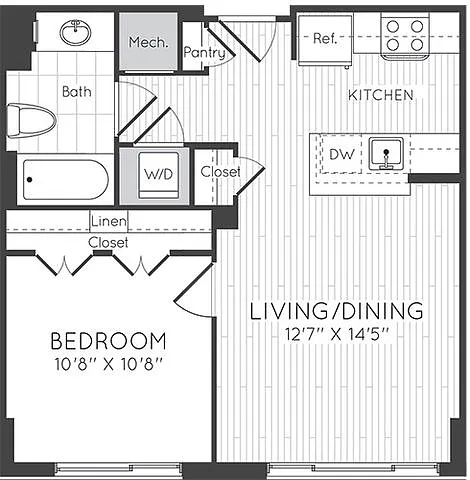 Floor plan 1 Bed/1 Bath