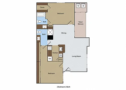 Floor plan 2 BR 2 BA