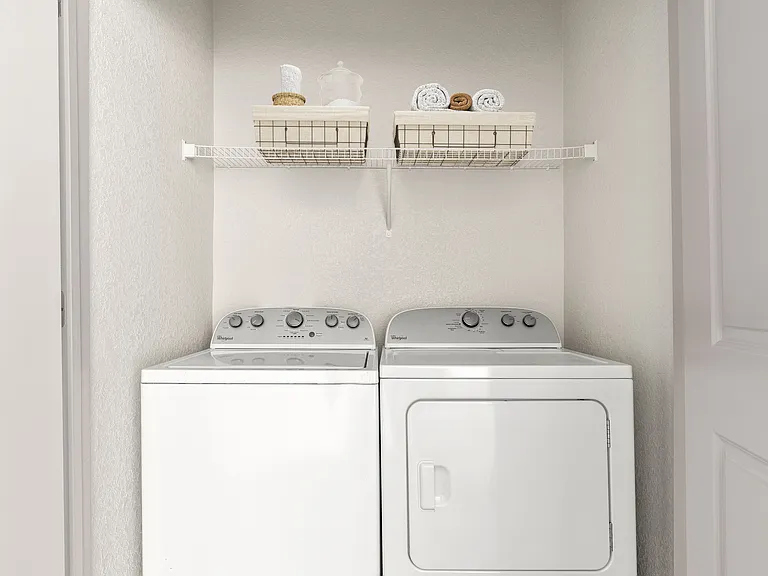 Simplify your routine with a washer and dryer inside your home.