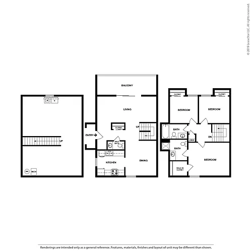 Floor plan 3 Bedroom Townhome
