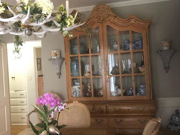 Picture of dining room from the deck. Door enters hallway to bedrooms!