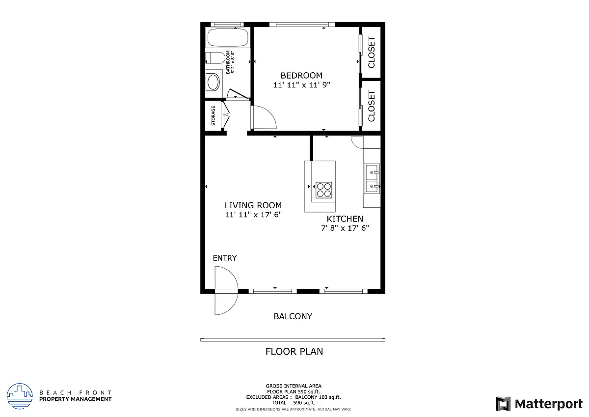 Floor plan 1 Bed 1 Bath