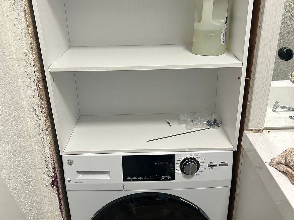 Washer dryer combo (I just installed the shelves and will be adding trim to the gaps.