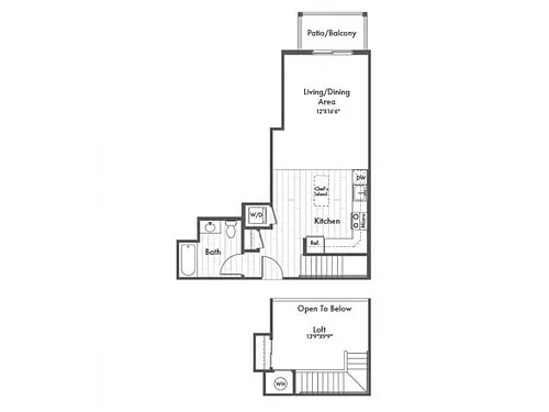 Floor plan S2L Studio with Loft