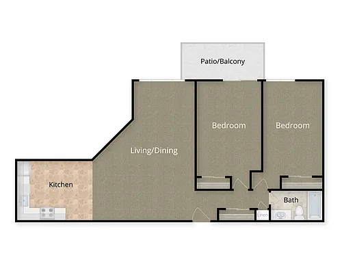 Floor plan 2 Bed x 1 Bath - 1