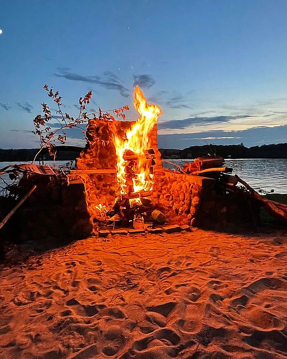 Huge fieldstone firepit