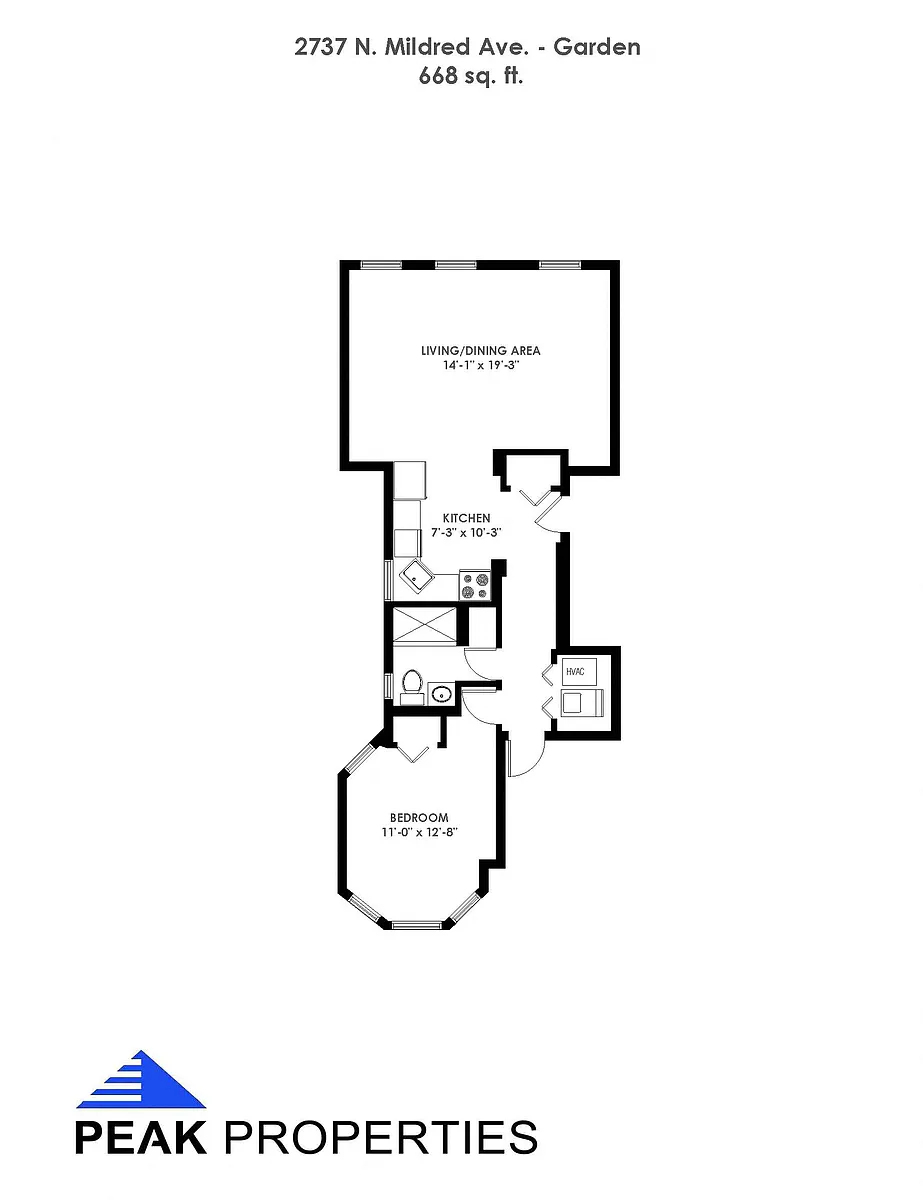 Floor plan 1 Bedroom - 1 Bathroom