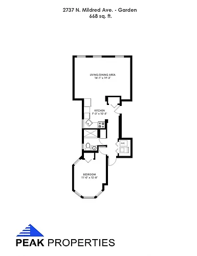 Floor plan 1 Bedroom - 1 Bathroom