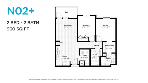 Floor plan Two Bedroom Two Bath