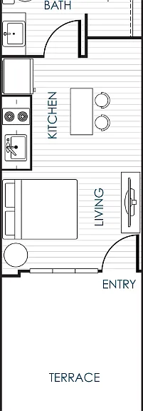 Studio Furnished Garden Unit Floorplan Diagram