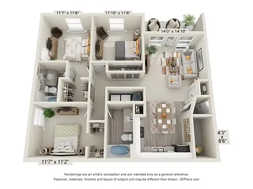 Floor plan ADA 3 bed 2 bath