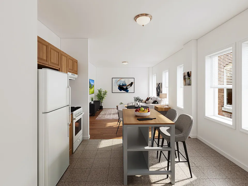 Apartment kitchen with updated appliances at Claystone Commons Hartford