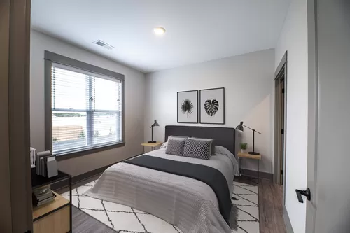 Bedroom with tons of natural light | Palms Floor Plan |2 Bed, 2 Bath | 1,082 sqft | The Commons at Rivertown, Grandville Apartments | Apartments Near Grand Rapids MI - The Commons at Rivertown