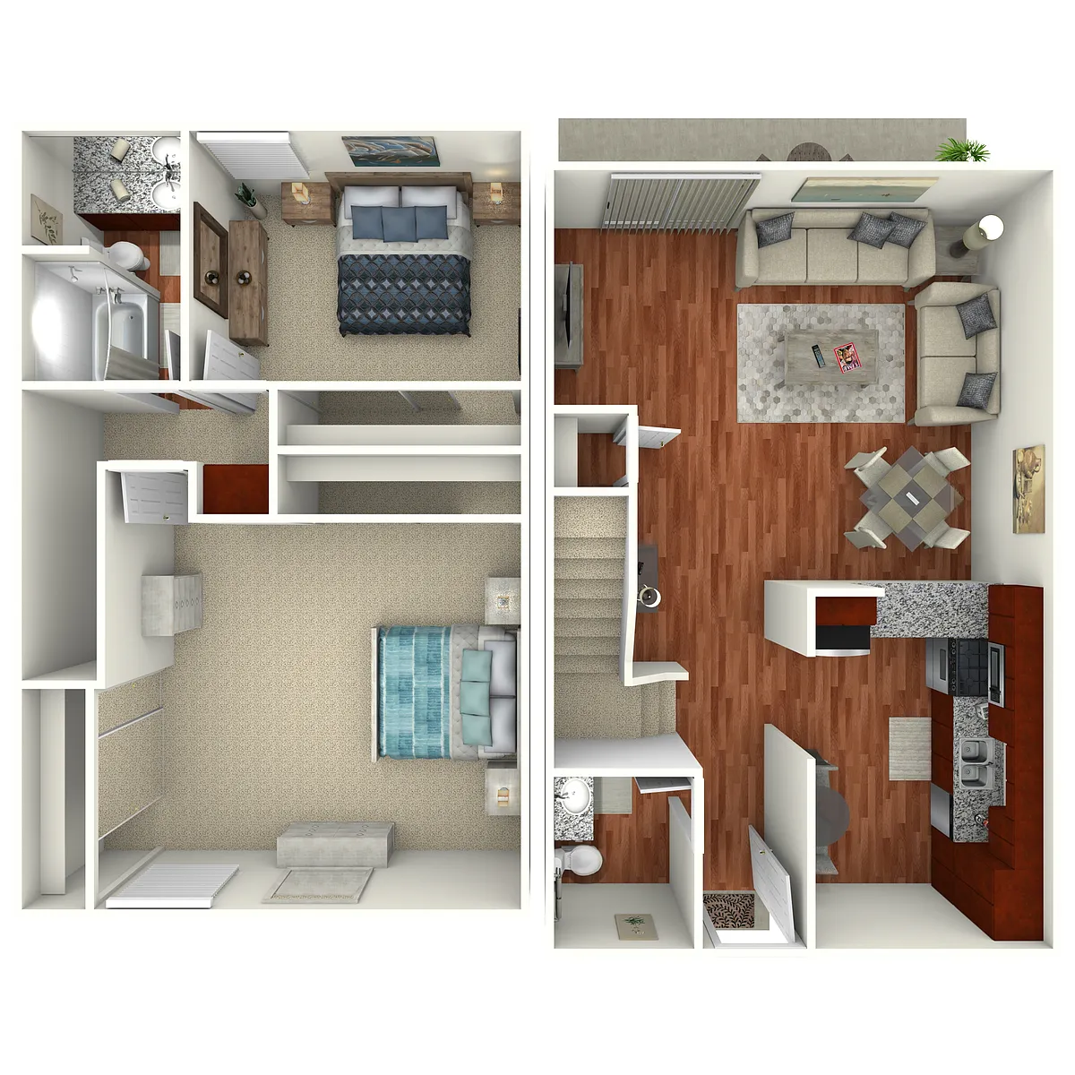 Floor plan 2 Bedroom Townhome Palms