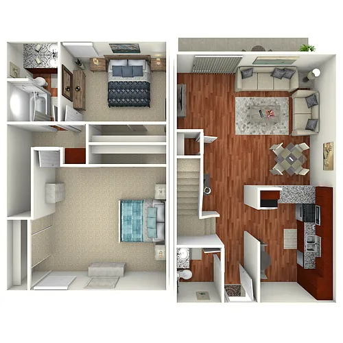 Floor plan 2 Bedroom Townhome Palms