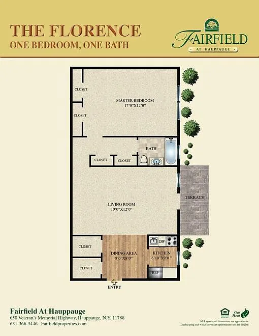 Floor plan The Florence One Bedroom Lower