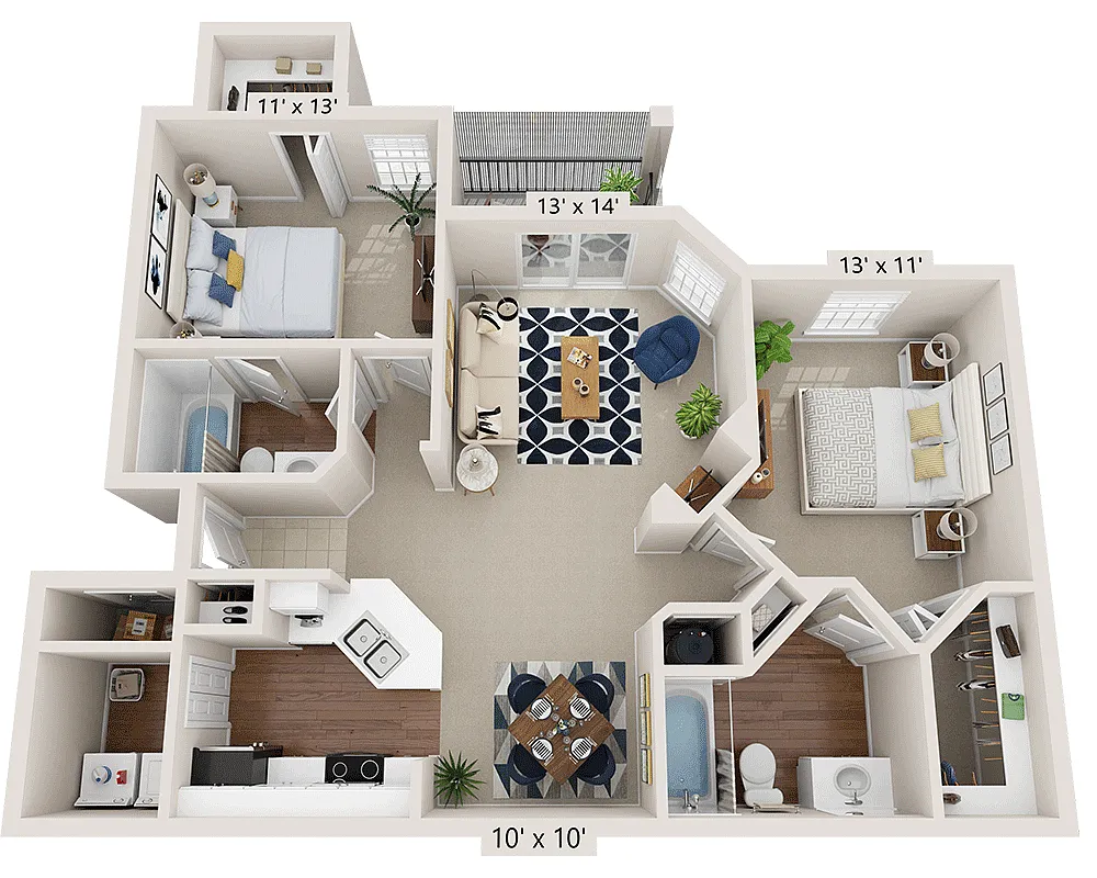 Floor plan Two Bedroom B2A