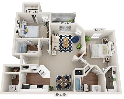Floor plan Two Bedroom B2A