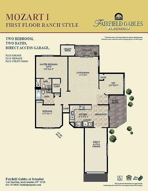 Floor plan Mozart I 2BR Lower Plus Den With Attached Garage