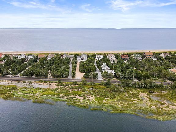 Aerial from over Mount Sinai Harbor facing north to L.I. Sound.