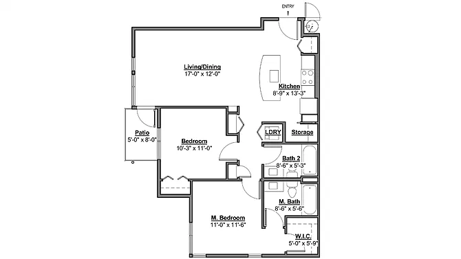 Floor plan 2 Bed 2 Bath