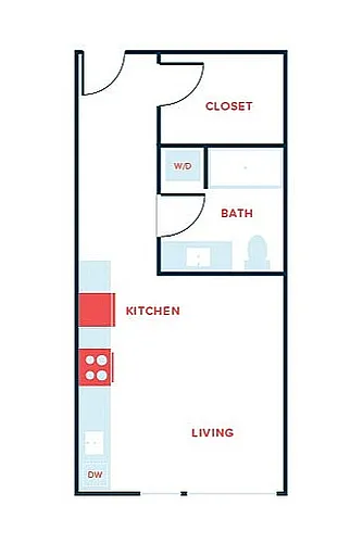 Floor plan Studio, 1 Bath - Apt H