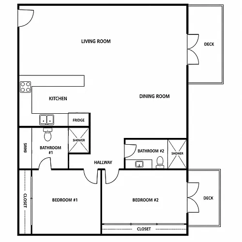 Floor plan 2 Beds 2 Baths