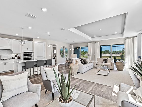 Connected living and dining spaces