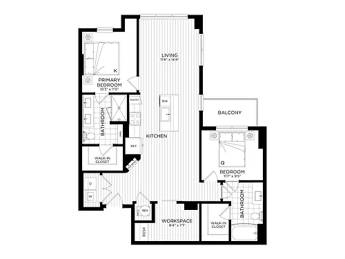 Floor plan 2 Bed/2 Bath-B7