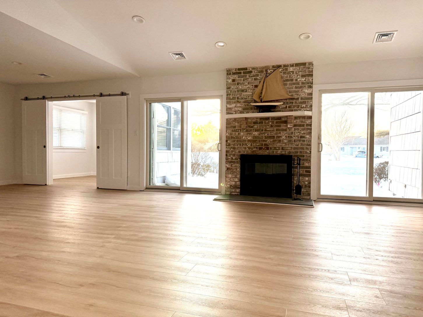  Wonderful view of the living room with the sun setting