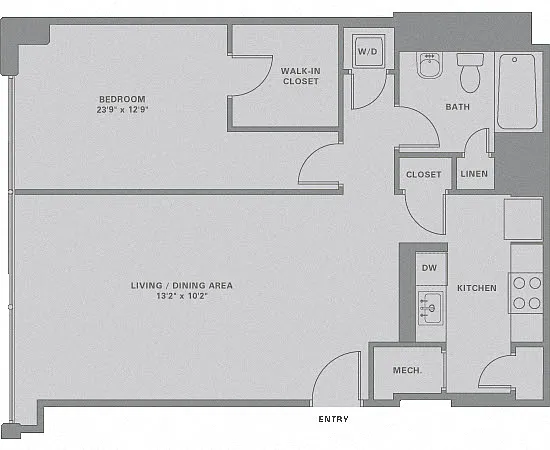Floor plan 1 Bed/1 Bath-A18